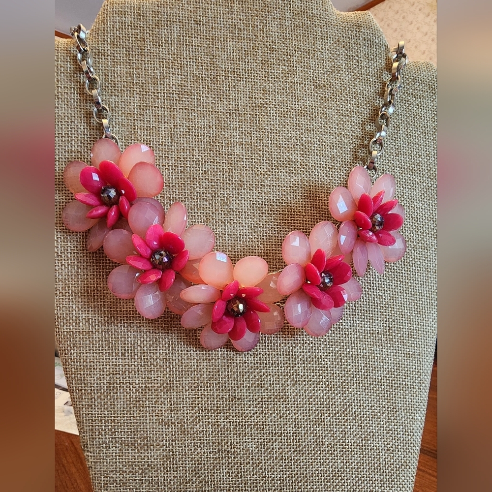 Pink Floral Statement Necklace